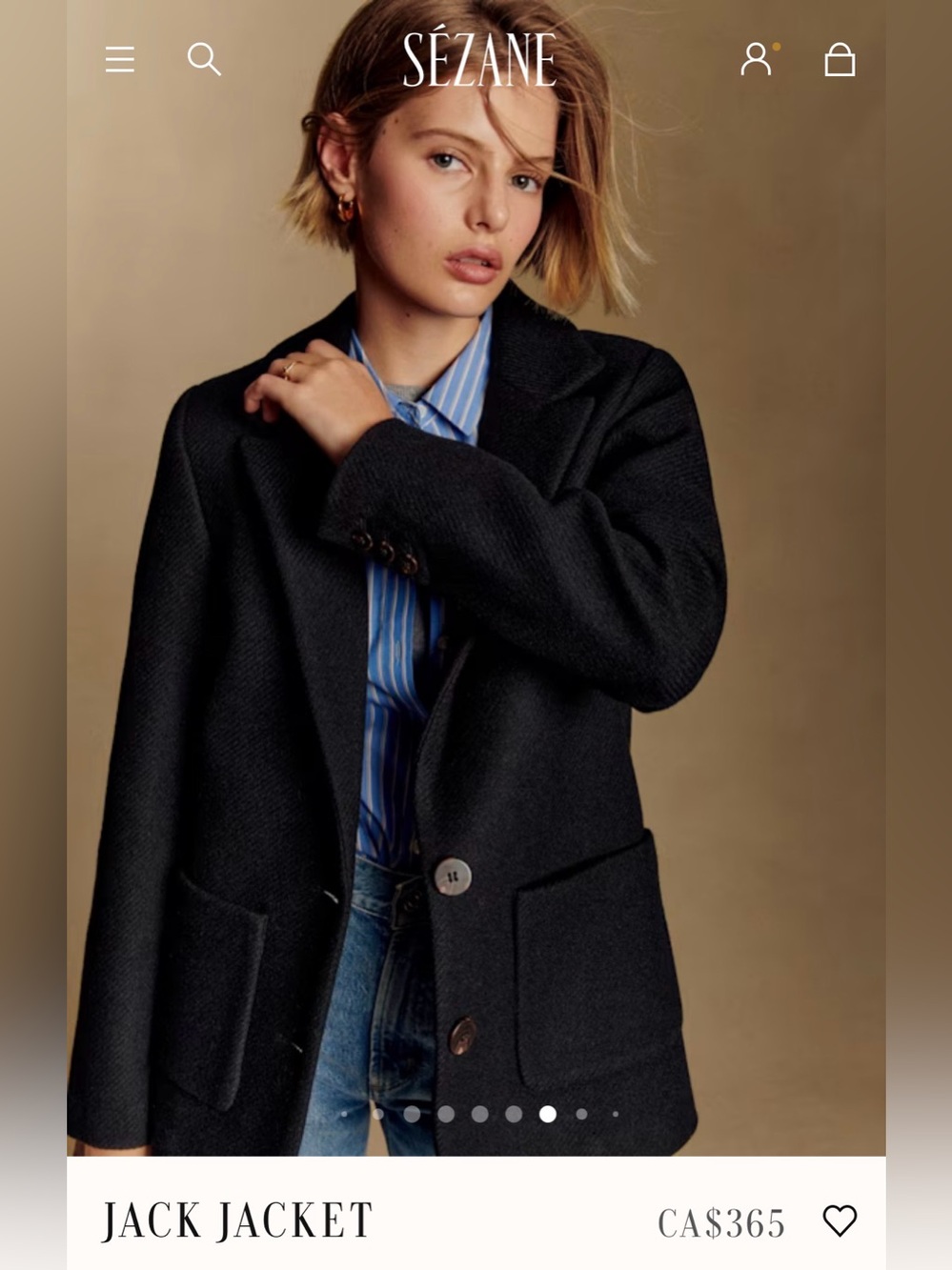 NWOT Sezane Jack Jacket in Black Wool